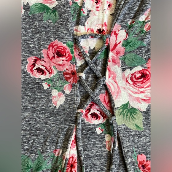 SO Skater Dress Perfectly Soft Perfectly You Gray/Pink Floral Size: S - Picture 8 of 9